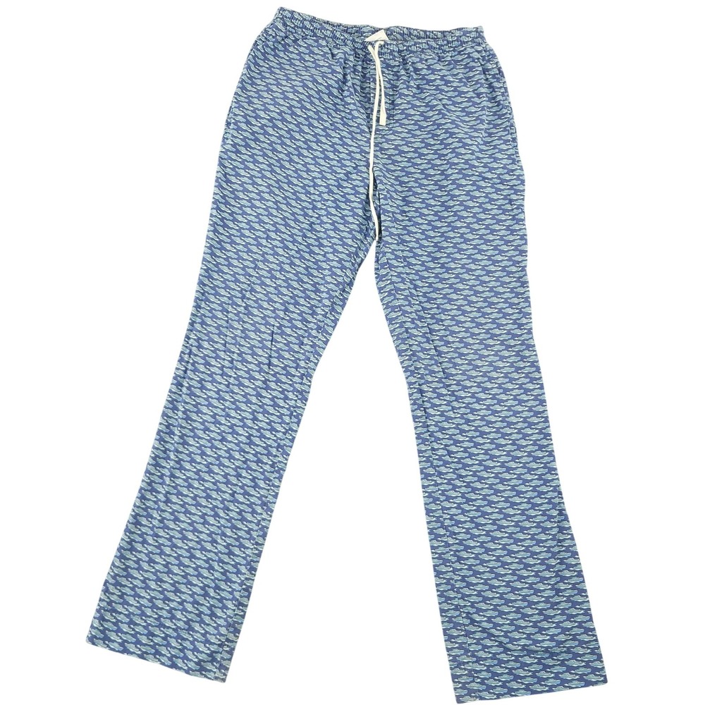 Vineyard Vines Lounge Pants Mens XS Blue Whale Print Cotton Nautical Sleepwear